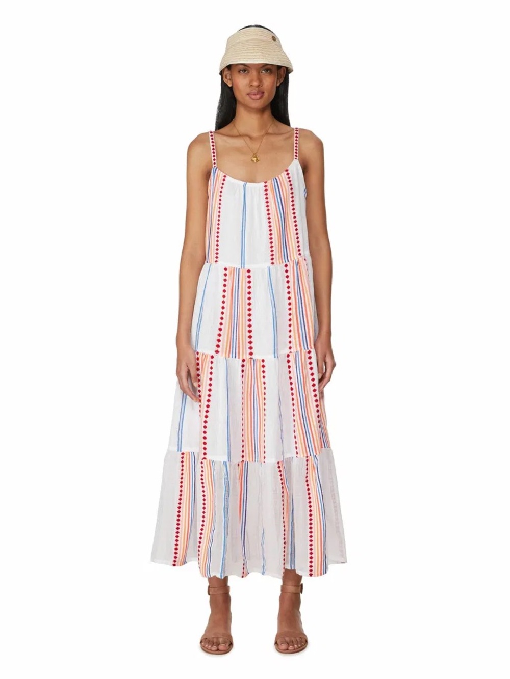 LemLem Hiwot Cascade Cotton Gauze Midi Dress Size Small White NWOT